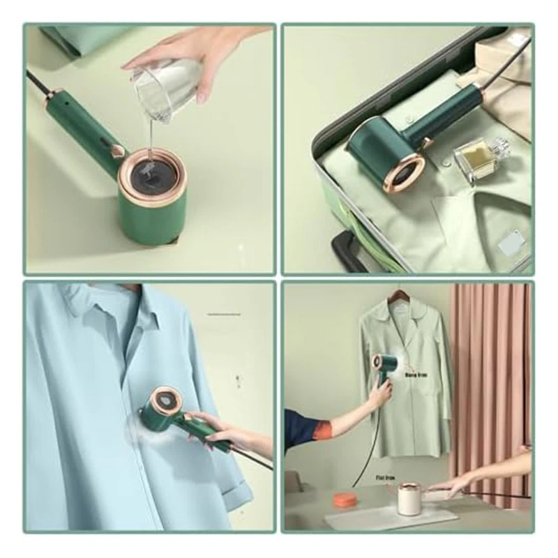 مكوّاة صغيرة محمولة، كي سريع التسخين بالبخار الجاف للمنزل والسفر (بيج) قابس الاتحاد الأوروبي سهل التركيب