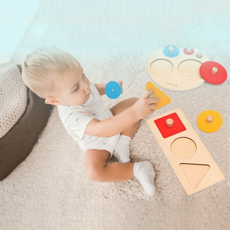 Giocattoli puzzle Montessori Forme geometriche in legno Ordinamento matematica Gioco educativo per l'apprendimento prescolare colorato Giocattoli per bambini