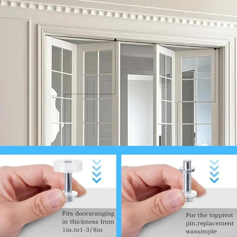 581E 8pcs محور المفصلات أعلى دليل العجلة Bifold Door Hardware Kits خزانة خزانة باب دليل التثبيت العجلة أعلى المحاور المفصلية