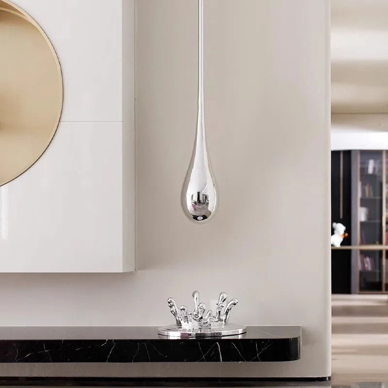 

Hotel lobby hoisting water drop sculpture electroplating pendant commercial center model room jewelry installation FRP ornament
