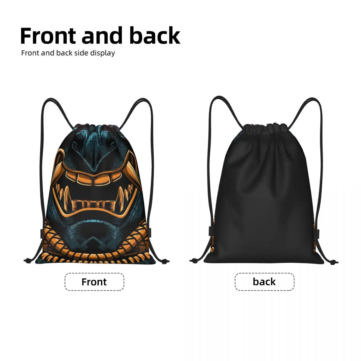 Awesome Samurai Gold Drawstring Backpack Sports Gym Bag for Women Men Japan Oni Demon Shopping Sackpack