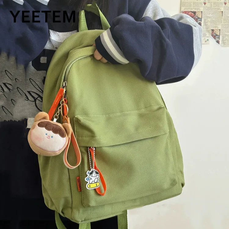 Simple Casual Light Backpack Female Canvas High School Students Schoolbags Computer Backpacks