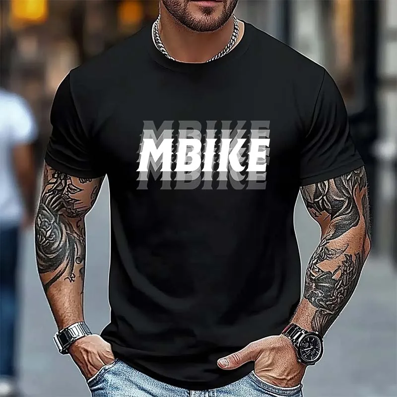 

Motorcycle Tshirt Men's 100% Cotton Casual Sports Loose Oversized Focus Print Round Neck Short Sleeved T-shirt Top Tees