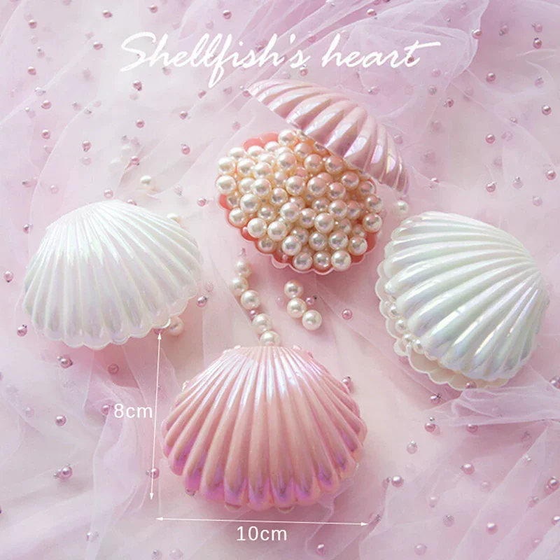 Shell Ring Necklace Earrings Jewelry Storage Organizer Box Case Charm Gift Fashion Jewelry Accessories Daily Wear