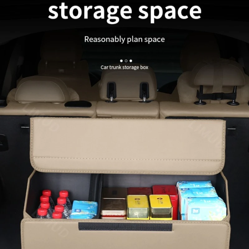 

Limud 65cm Larger Capacity Universal Car Storage Box with Lid Portable Car Trunk Bag Multipurpose Storage Trunk Organizer