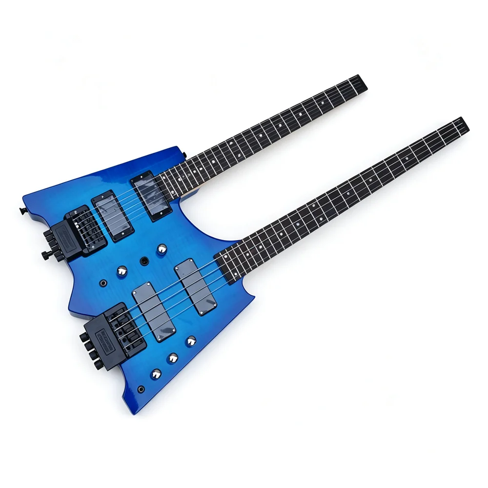 Doppelhals-E-Gitarre mit 4+6 Saiten, Palisander-Griffbrett, Rückseitiger Hardware, Maßanfertigung Möglich