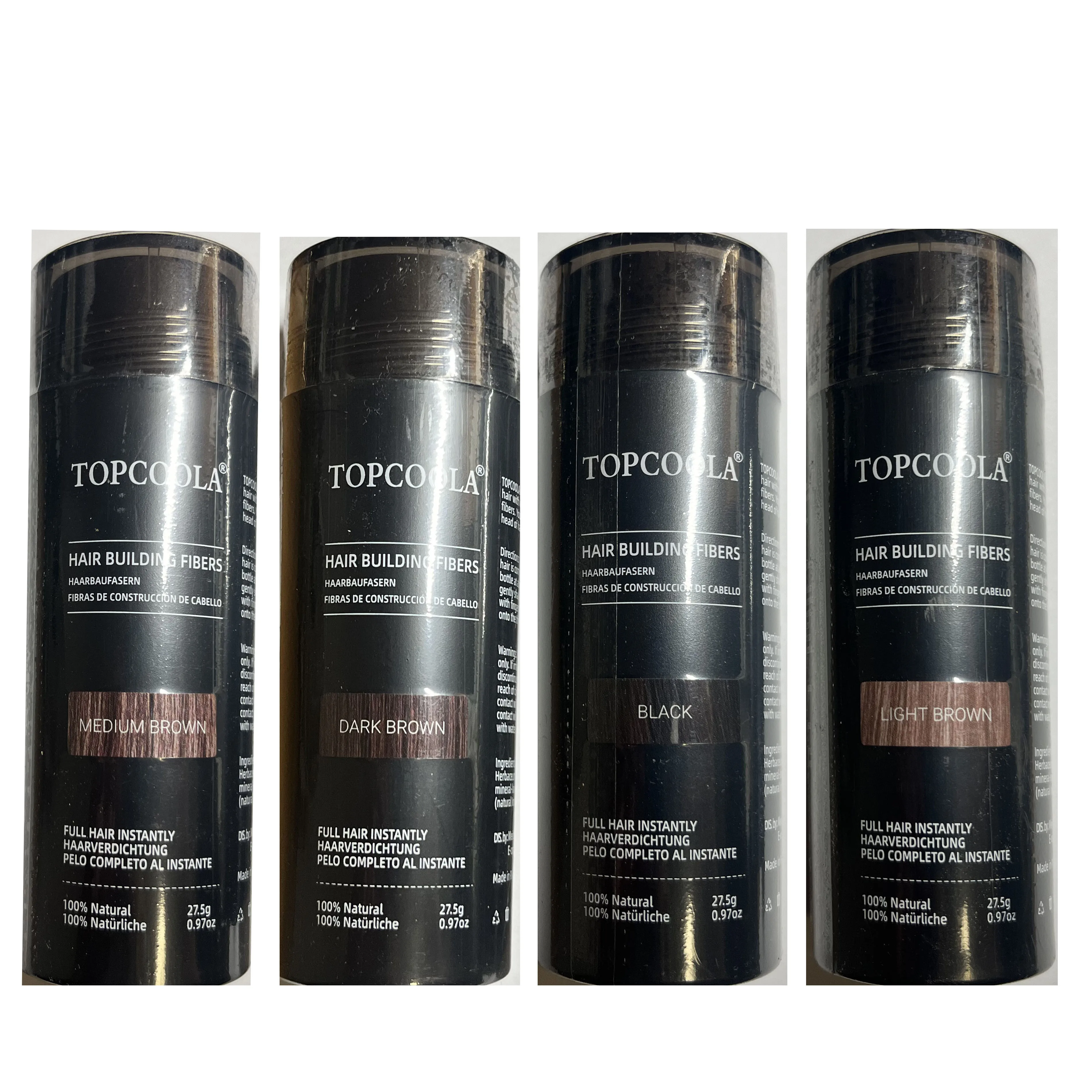 Nuevo Topcoola, cabello completo, fibras para construcción instantánea del cabello, pulverizador de cabello para hombres y mujeres, corrector de cabello en polvo, 27,5g, fibras para el cabello