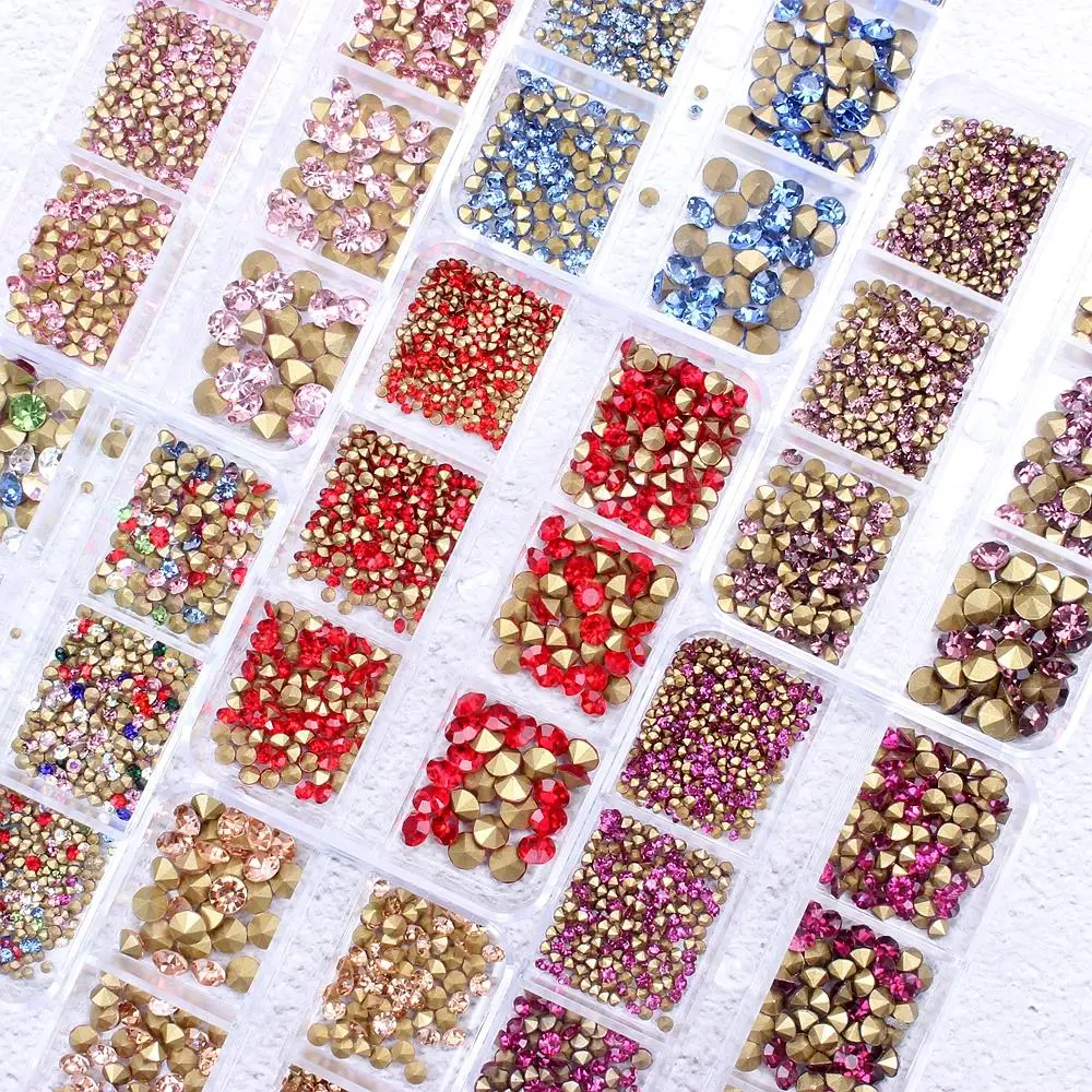 New Shiny Glass Rhinestones Many Colors ss4-ss20 1000pcs Pointback Stones Loose Strass Bead DIY Nail Art Decoration