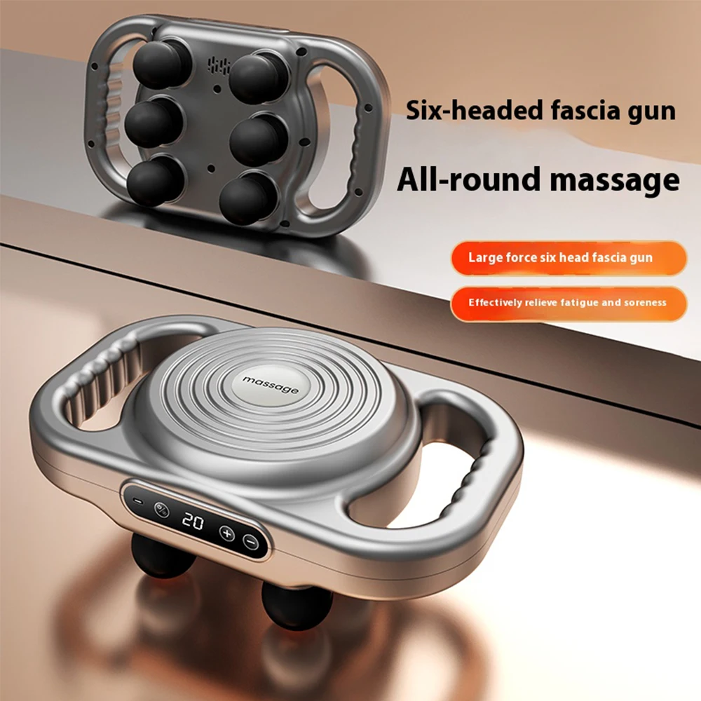 Fascia Gun 6 Head Muscle Massager Gun Deep High Frequency Vibration Body Shoulder Back Waist Muscle Relaxation Massage Machine