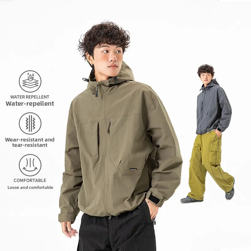 

Куртка-ветровка Mountain Series Workwear с капюшоном, ветрозащитная, водонепроницаемая, повседневная, с длинными рукавами, на молнии, для активного отдыха