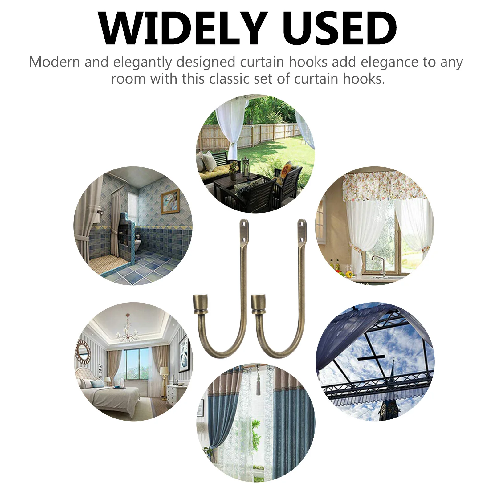 

1Pair Wall Mounted Curtain Hooks U-Shaped Hold Backs Home Decor Multi Use Hooks Curtain Hook Home Decor U Shaped Hook