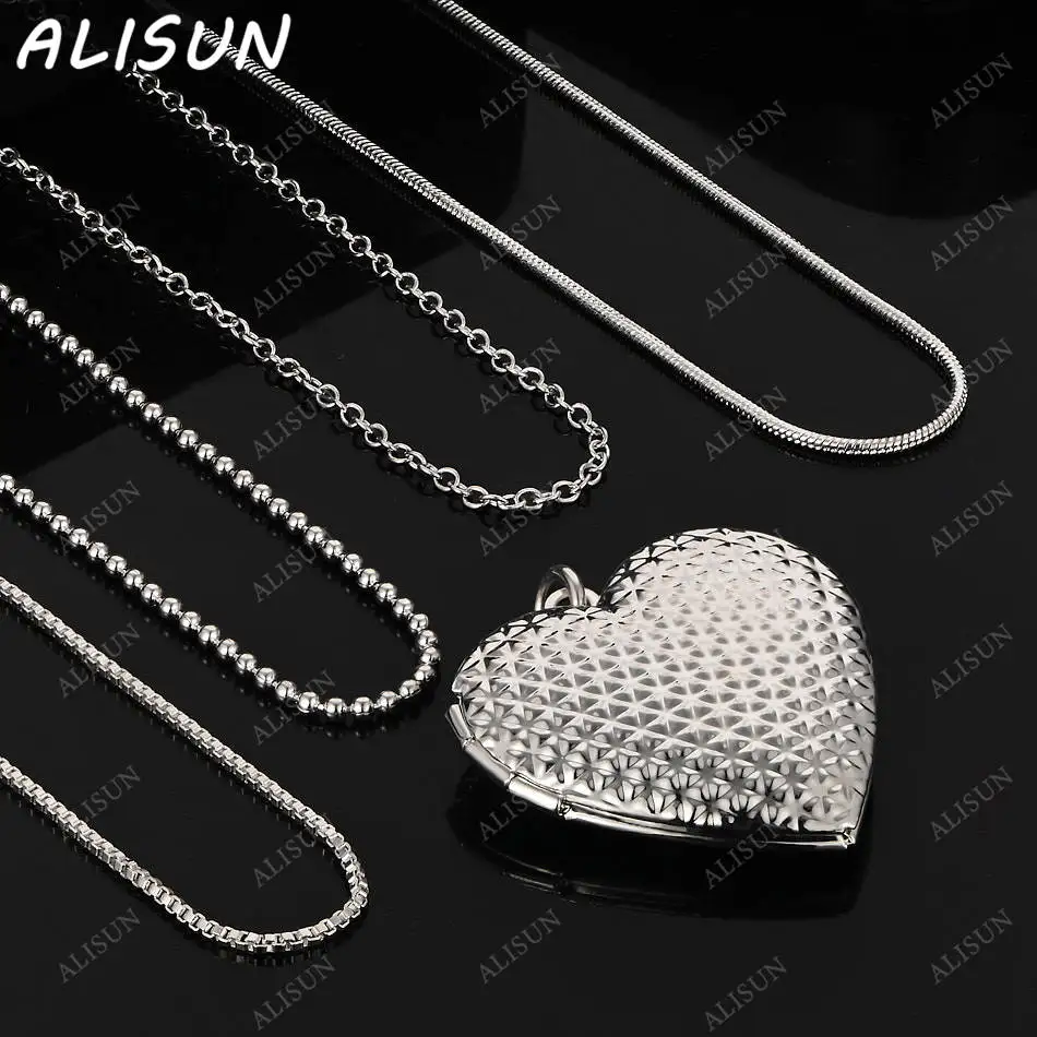 

ALISUN 40-75cm 925 Sterling Silver Heart Pendant Necklace For Women Men Creativity Gifts Street All-match Party And Daily Wear
