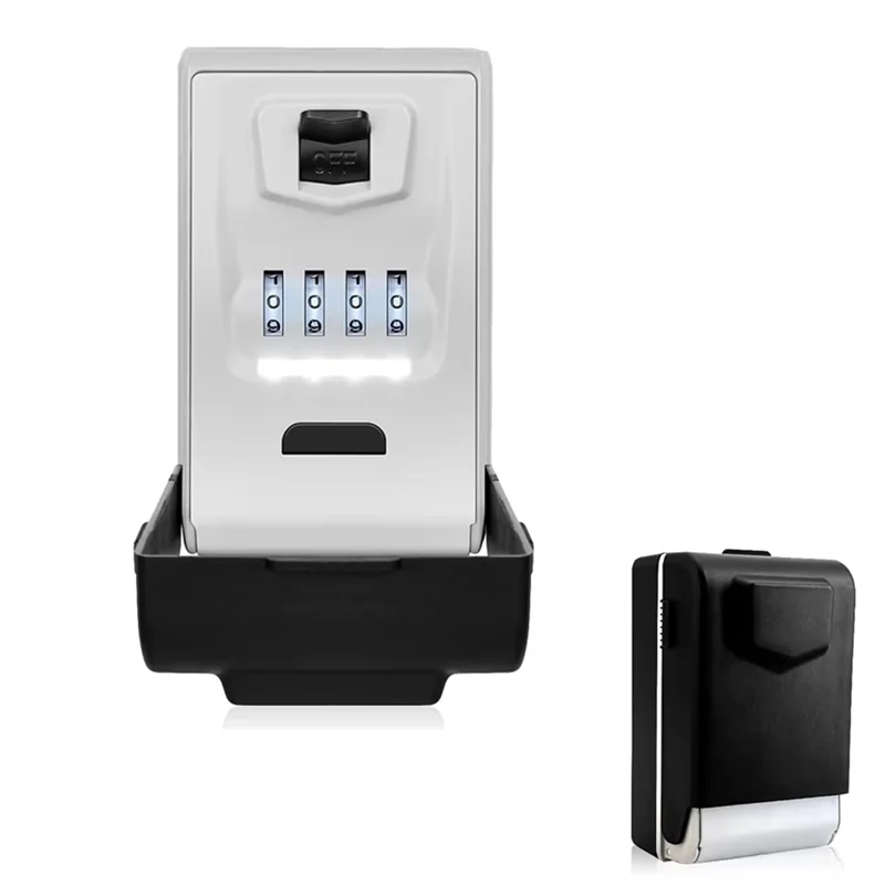 HHO-Light Up Dials Key Lock Box For Outside Sturdy Waterproof Combination Key Holder Wall Mount Storage Box