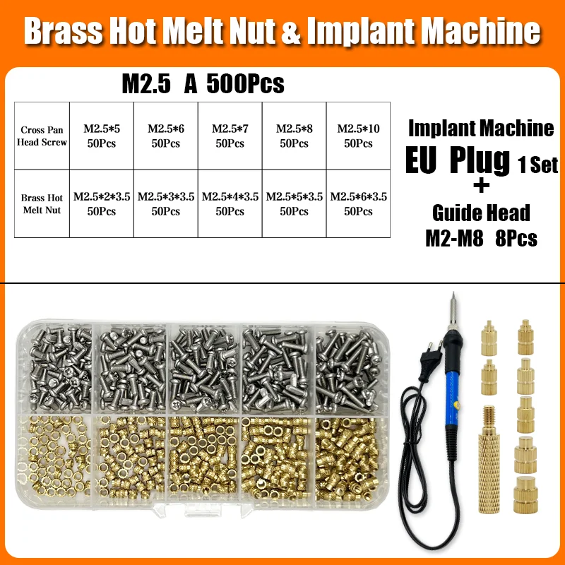 Messing Hot Melt Gewinde einsatz Mutter Eisens pitze 3D-Drucker Zubehör Heiz mutter Edelstahl Schraube Schraube Einst eck mutter Kit m2 m2, 5 m3 m4 – Detail 18