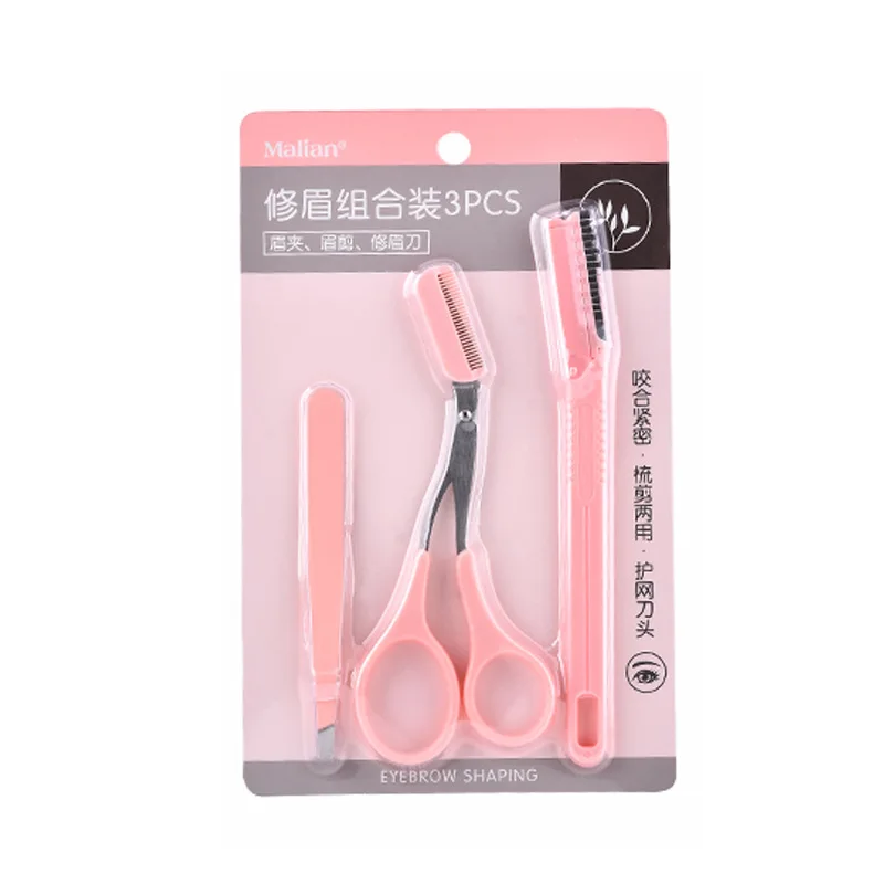 3pcs Trimming Knife Eyebrow Face Razor For Women Professional Eyebrow Scissors With Comb Brow Trimmer Scraper Accessories