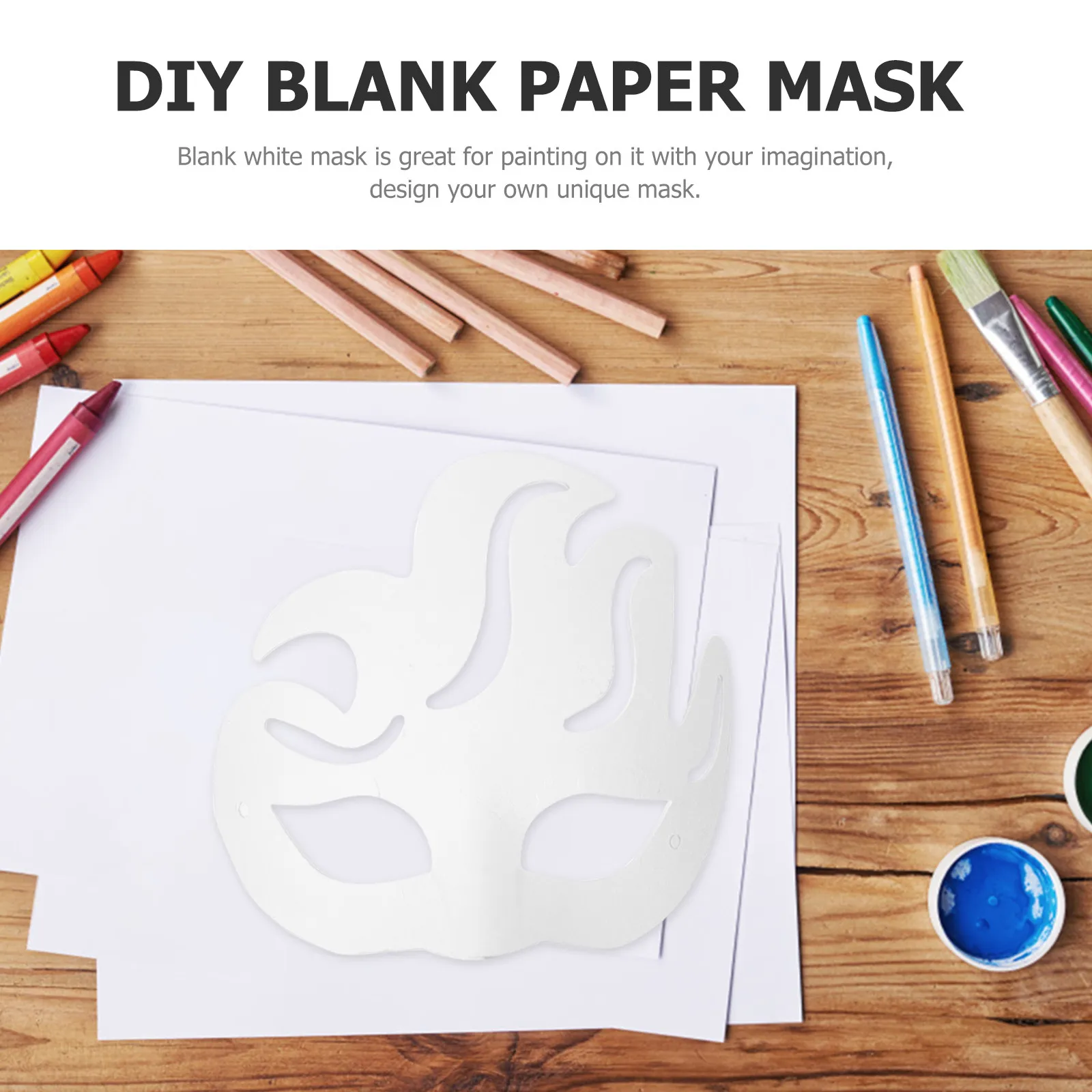 8Pcs DIY Blank White Paper Masks Paintable Face Mask for Halloween Masquerade Party DIY Masks Masquerade Supplies
