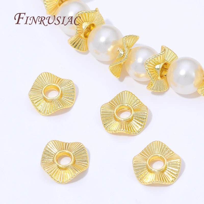 10/20Pcs 18K Gold Plated Flat Round Metal Spacer Beads For Jewelry Making,Bracelets Bead,Separator Beads DIY Accessories image 6