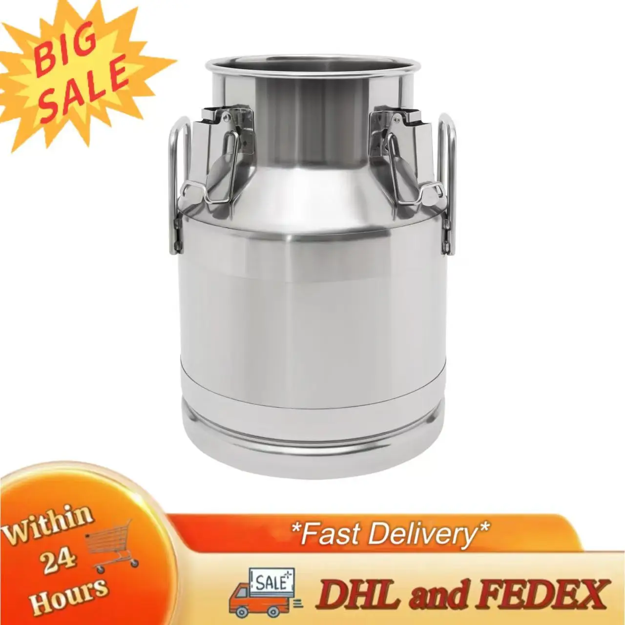 

10L 201 Stainless Steel Milk Jug Milk Can Sealed Bucket High-temperature Resistant Easy to Carry Milk Can Canteen Restaurant