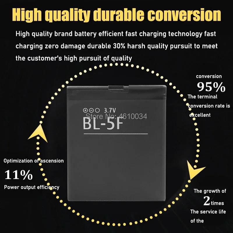 950mAh BL 5F BL-5F بطارية لنوكيا N95 N96 N98 N99 N72 N78 N93i 6290 E65 6290 6210S/N 6710N N95 C5-01 E65 X5 بطارية BL5F