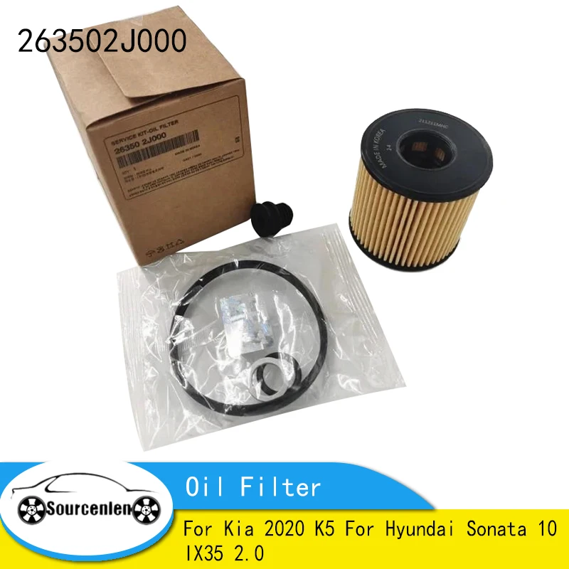 Auto Oil Filter Element Suit For Kia 2020 K5 For Hyundai Sonata 10 IX35 2.0 OEM 263502J000 26350 2J000 26350-2J000