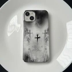 Gothic Cross Mobile Phone Case for IPhone 15 14 11 12 13 Pro Max Exaggerate Punk Phone Case for IPhone XR XS MAX 7 8Plus