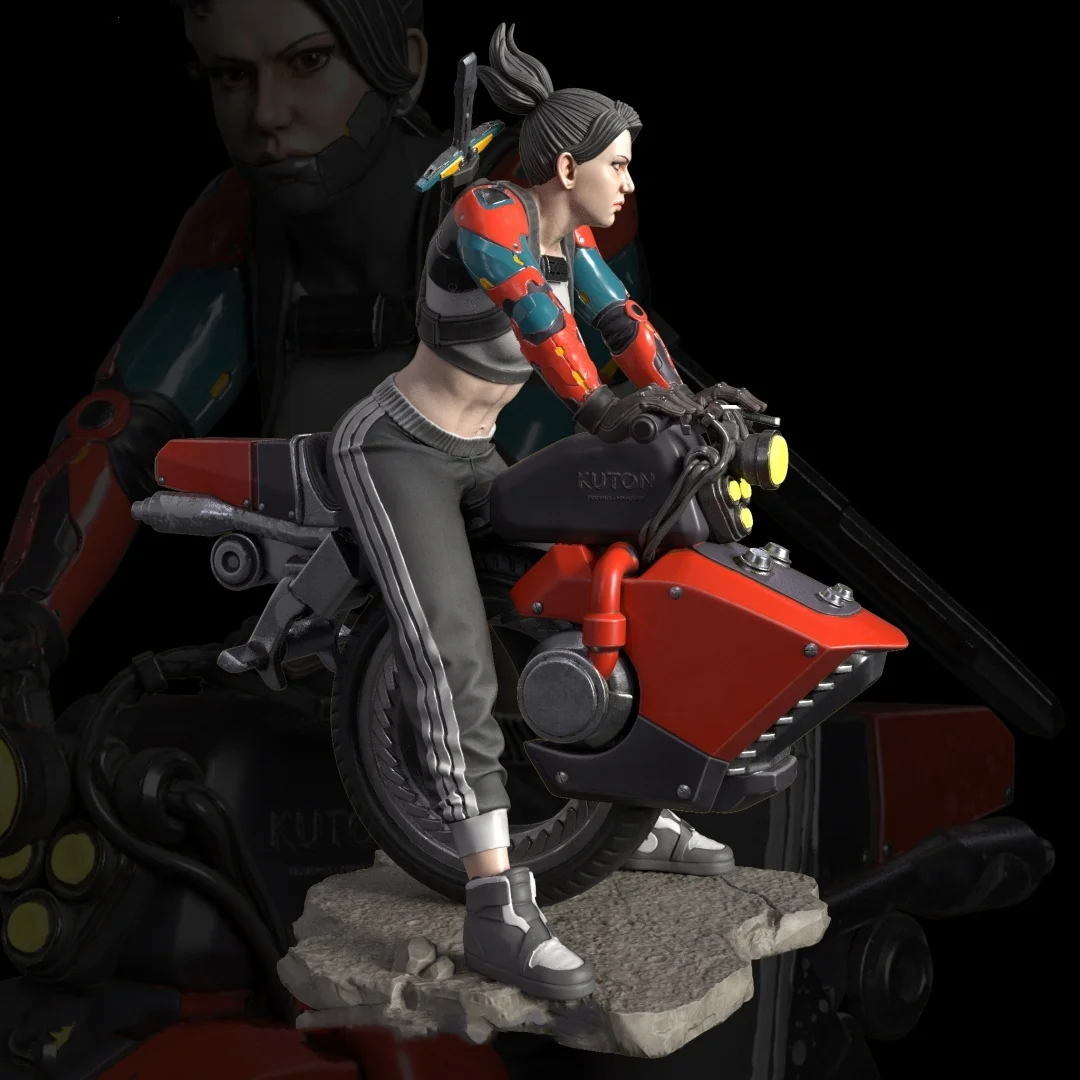 

1/24 Scale Resin Figure Future Motorcycle Girl Assemble Model Kit Unassembled and Unpainted 3D printing DIY toy