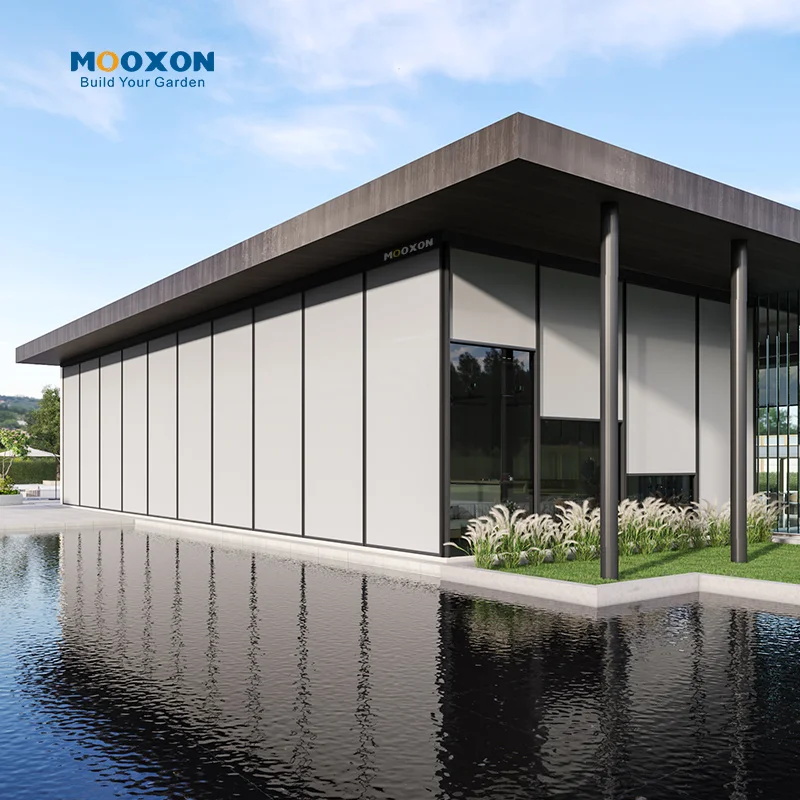 

Премиальные уличные электрические жалюзи с защитой от солнца, ветра и УФ-излучения, водонепроницаемые, светонепроницаемые, на заказ для балкона, террасы, веранды