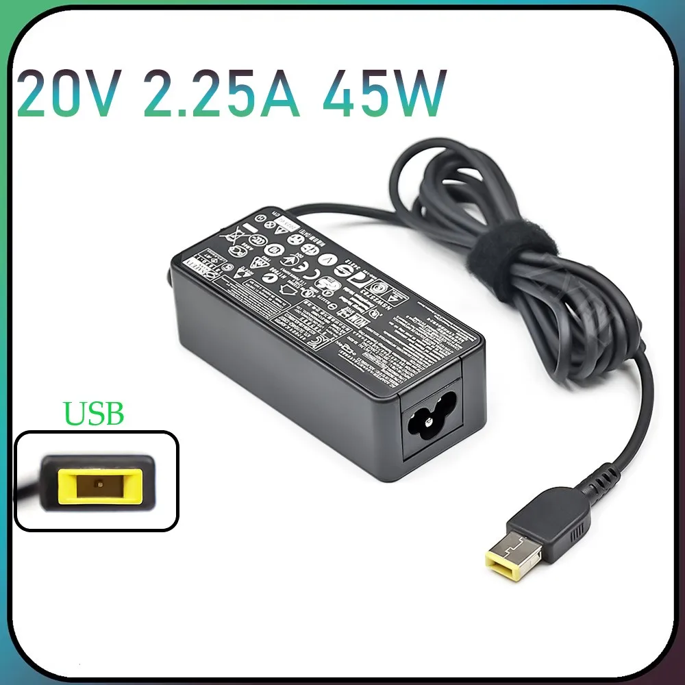 Cargador Adaptador de Corriente para Portátil de 20V 2.25A 45W para Lenovo Thinkpad ADLX45NLC3 ADLX45NDC3A ADLX45NCC3A 0C19880 59370508 ADLX45NLC3A 45W