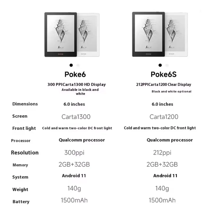 جديد BOOX Poke6/6S أسود 6 بوصة قارئ الكتب الإلكترونية 300ppi الخلفية مع بلوتوث وواي فاي كتاب إلكتروني صغير 32 جيجابايت ذاكرة تشغيل أندرويد #6