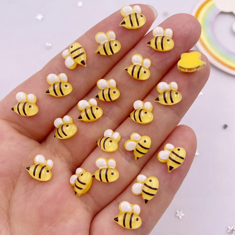 30pcs Glitter Resin Colorful Mini Candy Color Bee Art Nail Flatback Rhinestone Applique DIY Wedding Scrapbook Decor Crafts SL617