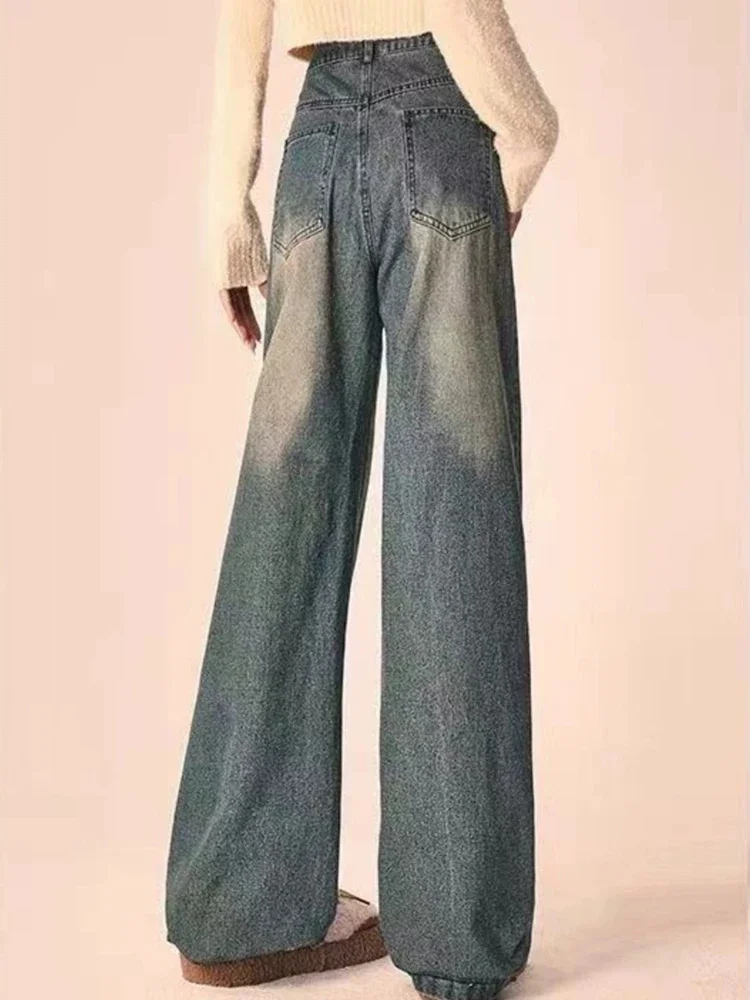 Pantalones vaqueros Retro bordados para mujer, Vaqueros ajustados de pierna recta, informales, holgados, moda de verano