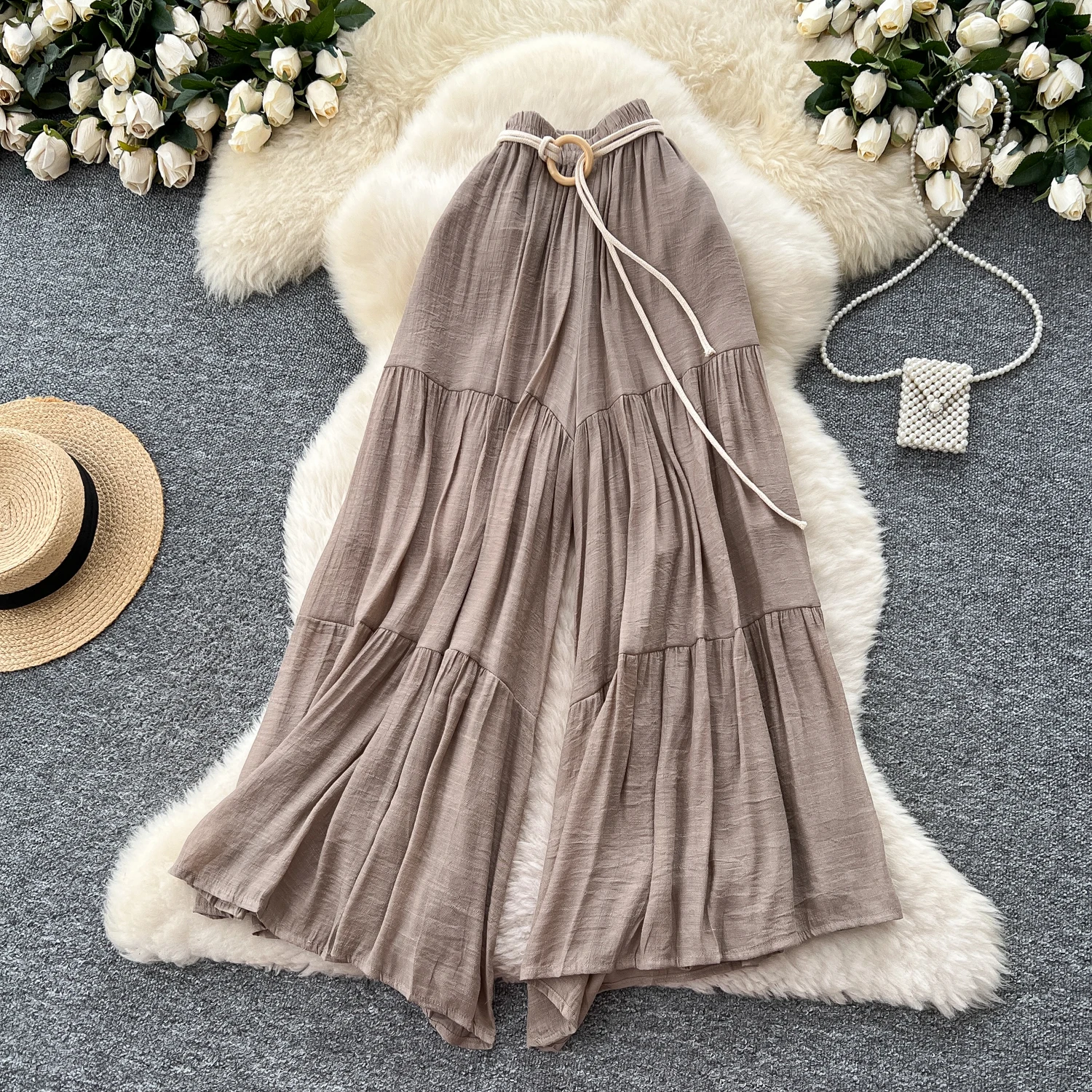 

Sexy Chic loose sweet Pleated Fashion Hotsweet High Waist Wide Leg Pant High Street women clothing