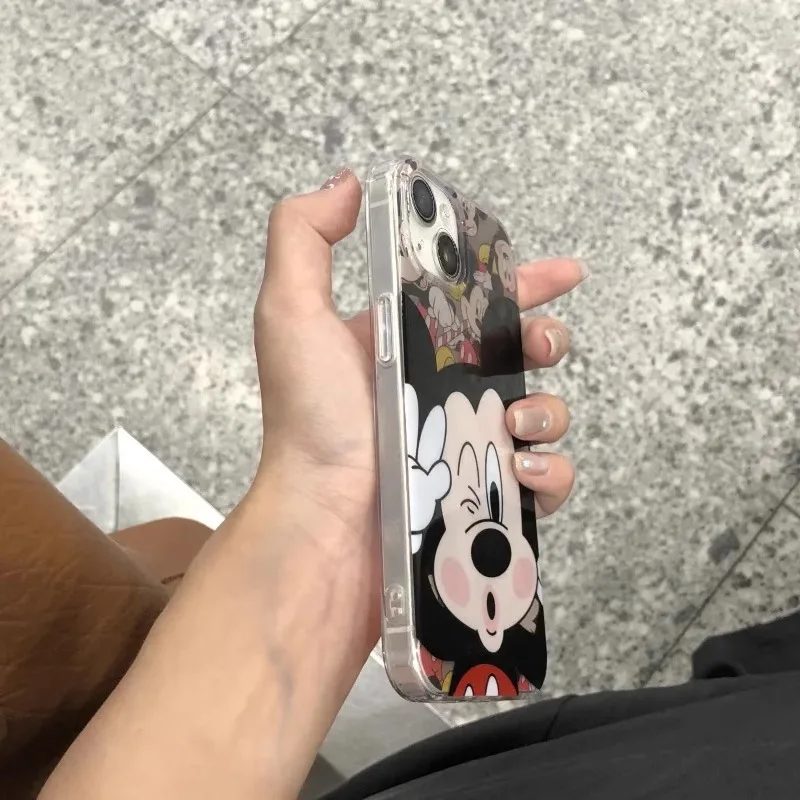 Funda de teléfono de Mickey para parejas de Anime Kawaii para Iphone 16 15 14 13 12 Pro Max Plus Minnie, carcasa suave transparente todo incluido