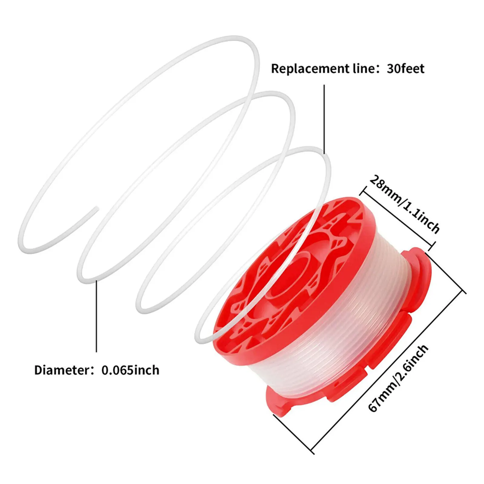 나일론 코드 사전 감김 ABS 스풀, 장인 CNCST910 교체 스트링 트리머 라인 스풀, 직경 3x 30ft/0 065