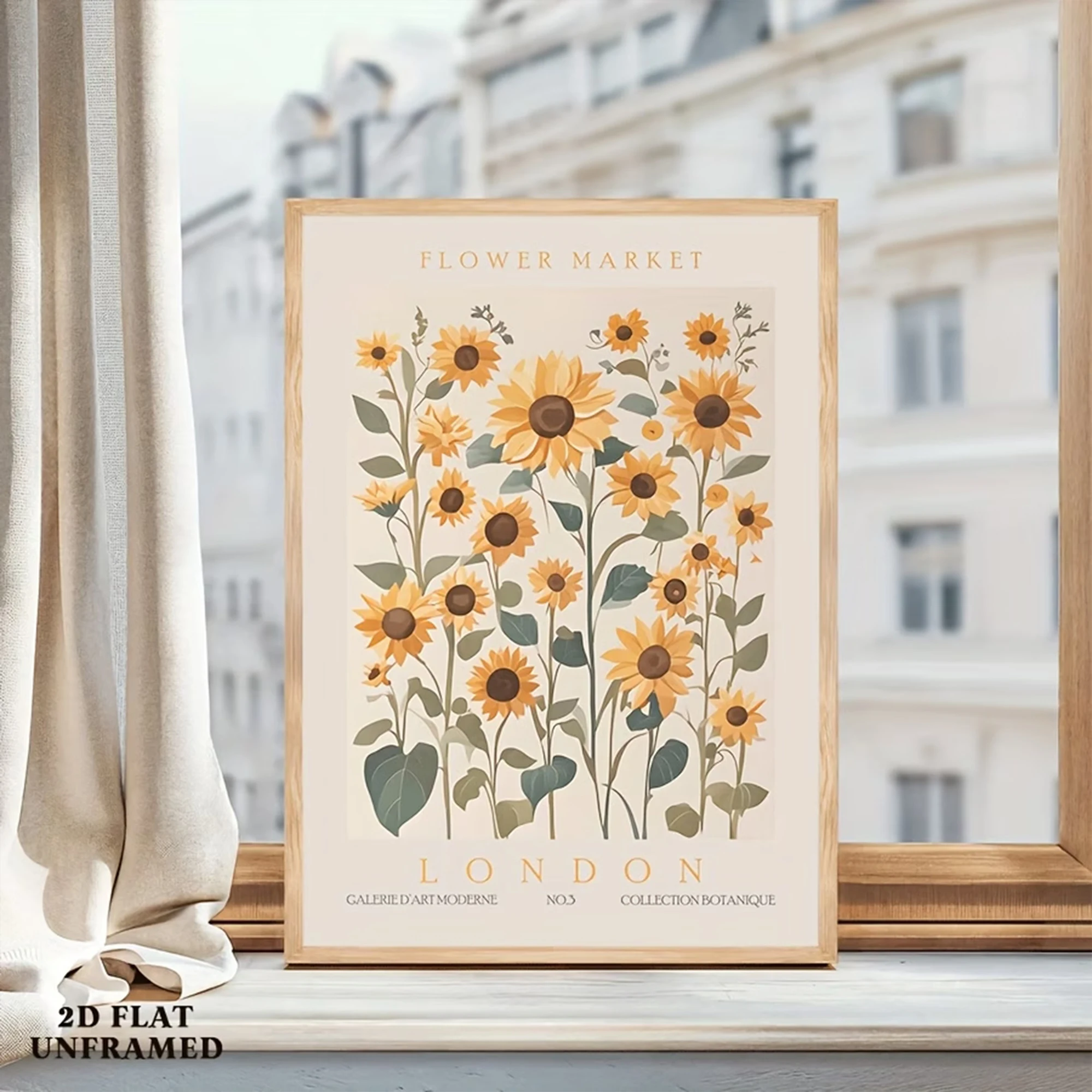 Retro Neutral Sunflower Botanical Wall Art Print Canvas Painting Poster Picture For Living Room,Bedroom Home Decor