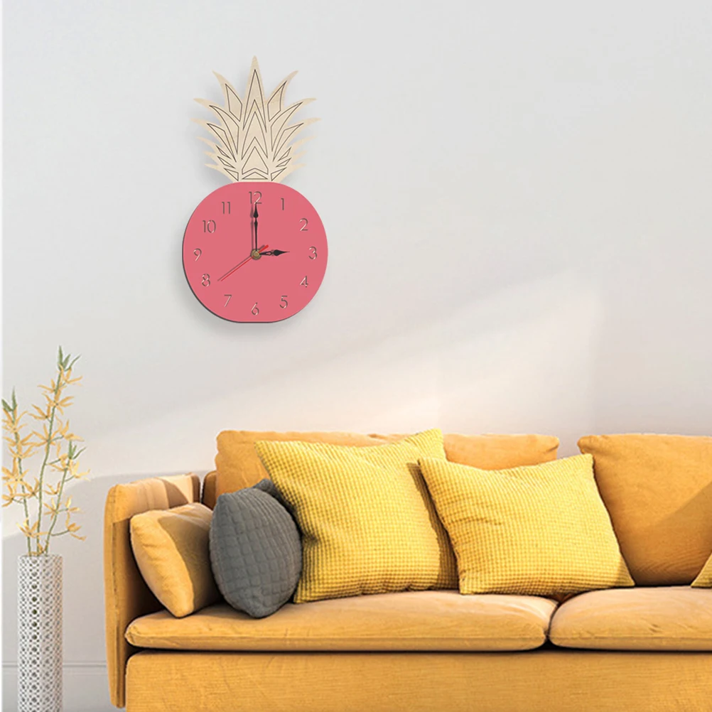

Cartoon Acrylic Watch Silent Fruit Shape Wall Clock for Kids Room Living Bedroom Easy to Hang Clear No