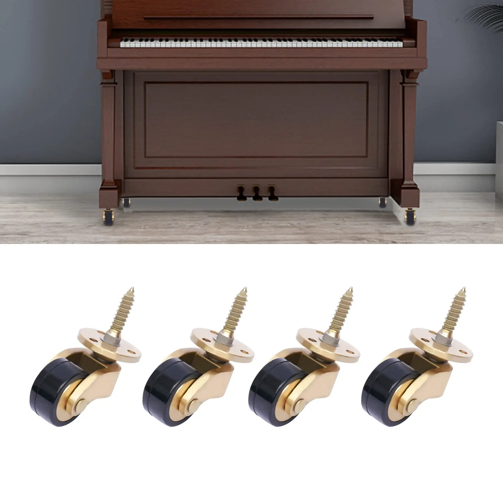 Universal Stem Caster Wheels Antique Brass Casters, 4Pcs Furniture Table Caster, Heavy Duty 360 Degree Rotation Swivel Wheels Fo