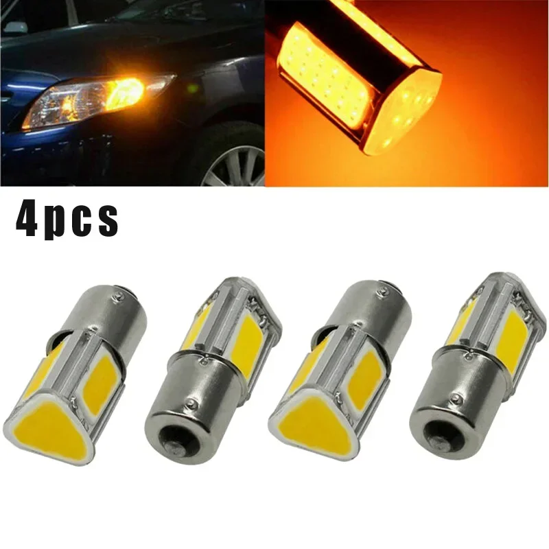 4pcs Car Turn Signal Lights Super Bright Amber 1156 G18 BA15S 42 COB LED Turn Signal Light Bulb Lamp 12V 3500K