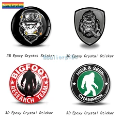 3D Crystal Sticker Epoxy Dome Car Sticker Bigfoot Gorilla PVC Car Office Supplies Laptop Mobile Phone Trolley Case Vinyl Decal