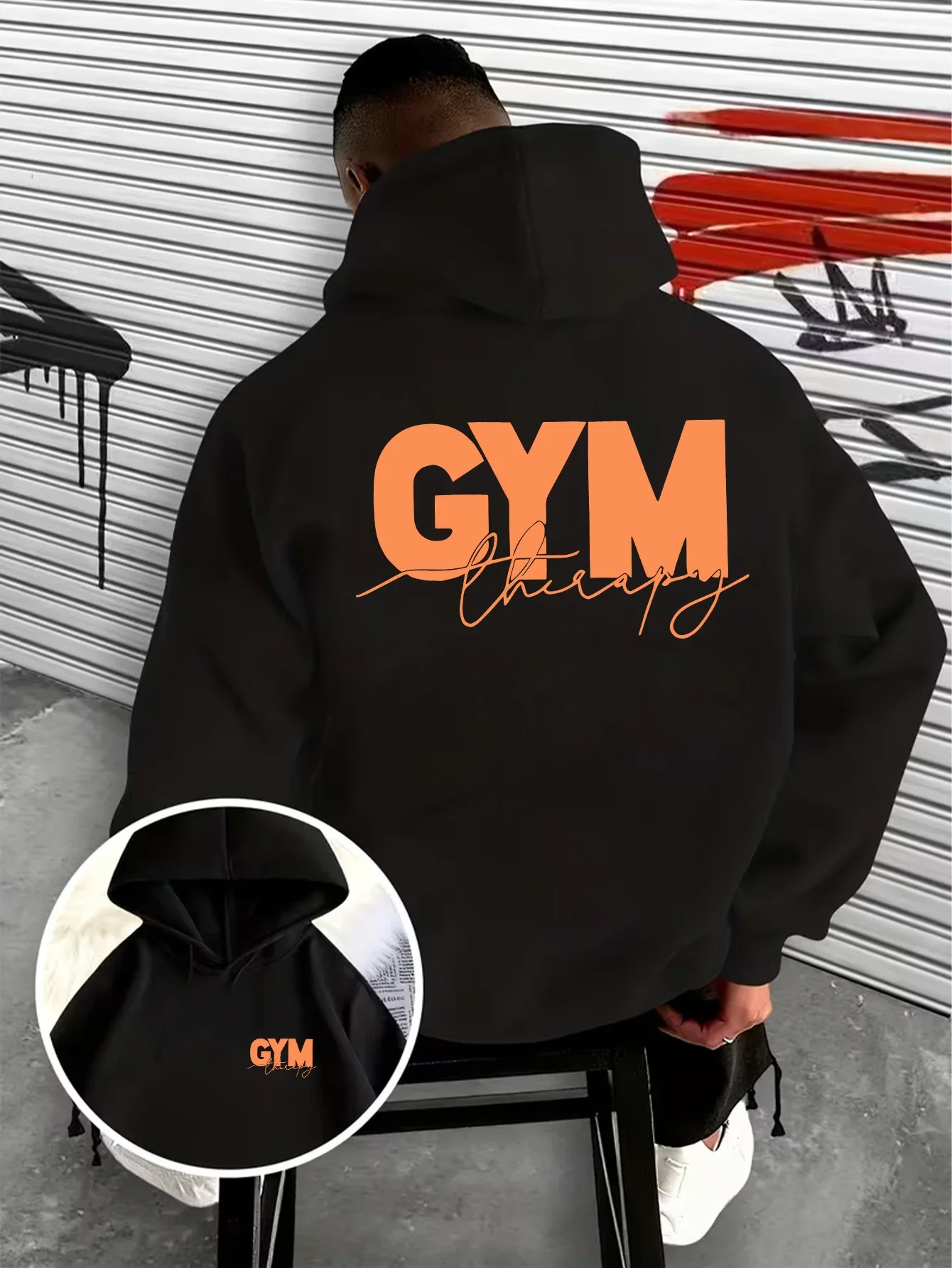 Moletom Masculino Casual com Capuz para Academia, Terapia, Treino, Esporte, Outono/Inverno, Forrado com Fleece, Solto, Estilo Urbano