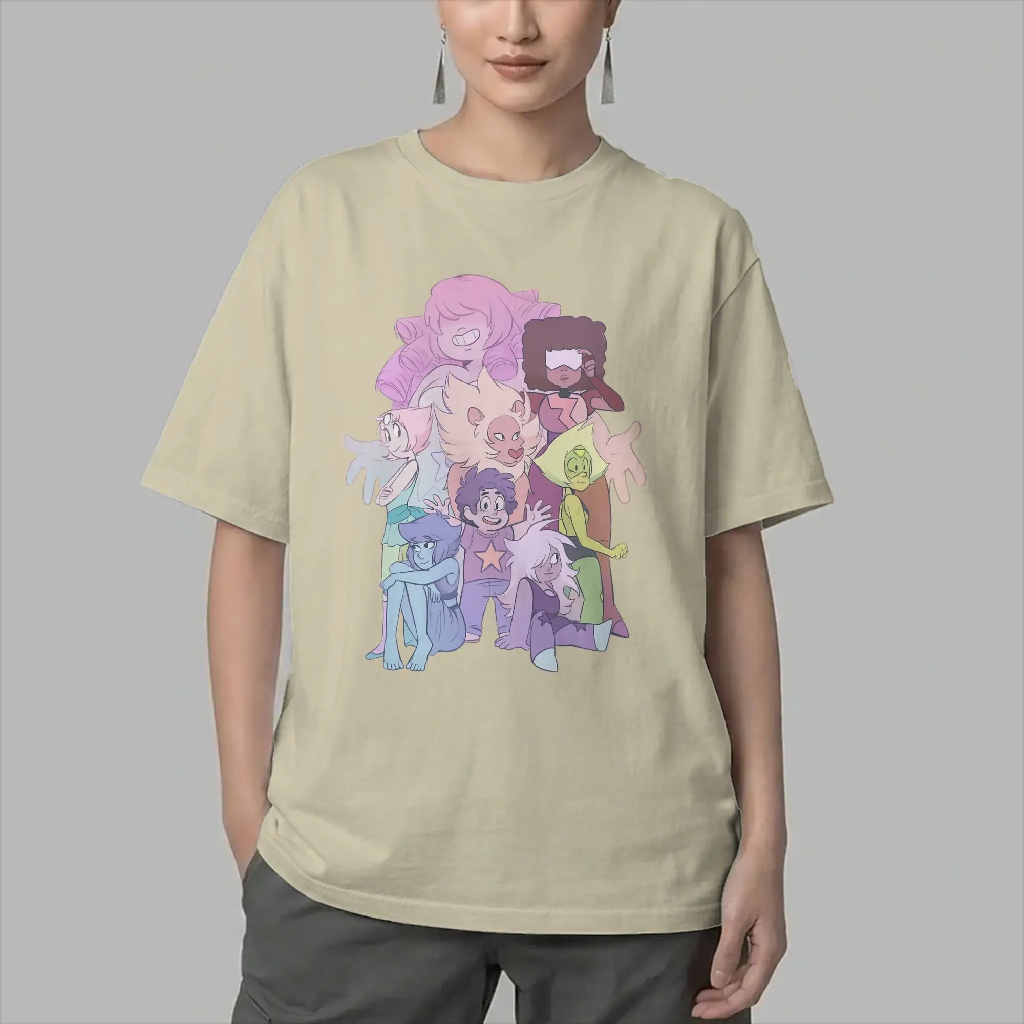 Cartoon Stevens Universes T-Shirts Men  Vintage Pure Cotton Tee Shirt Crewneck Short Sleeve T Shirts Plus Size Tops