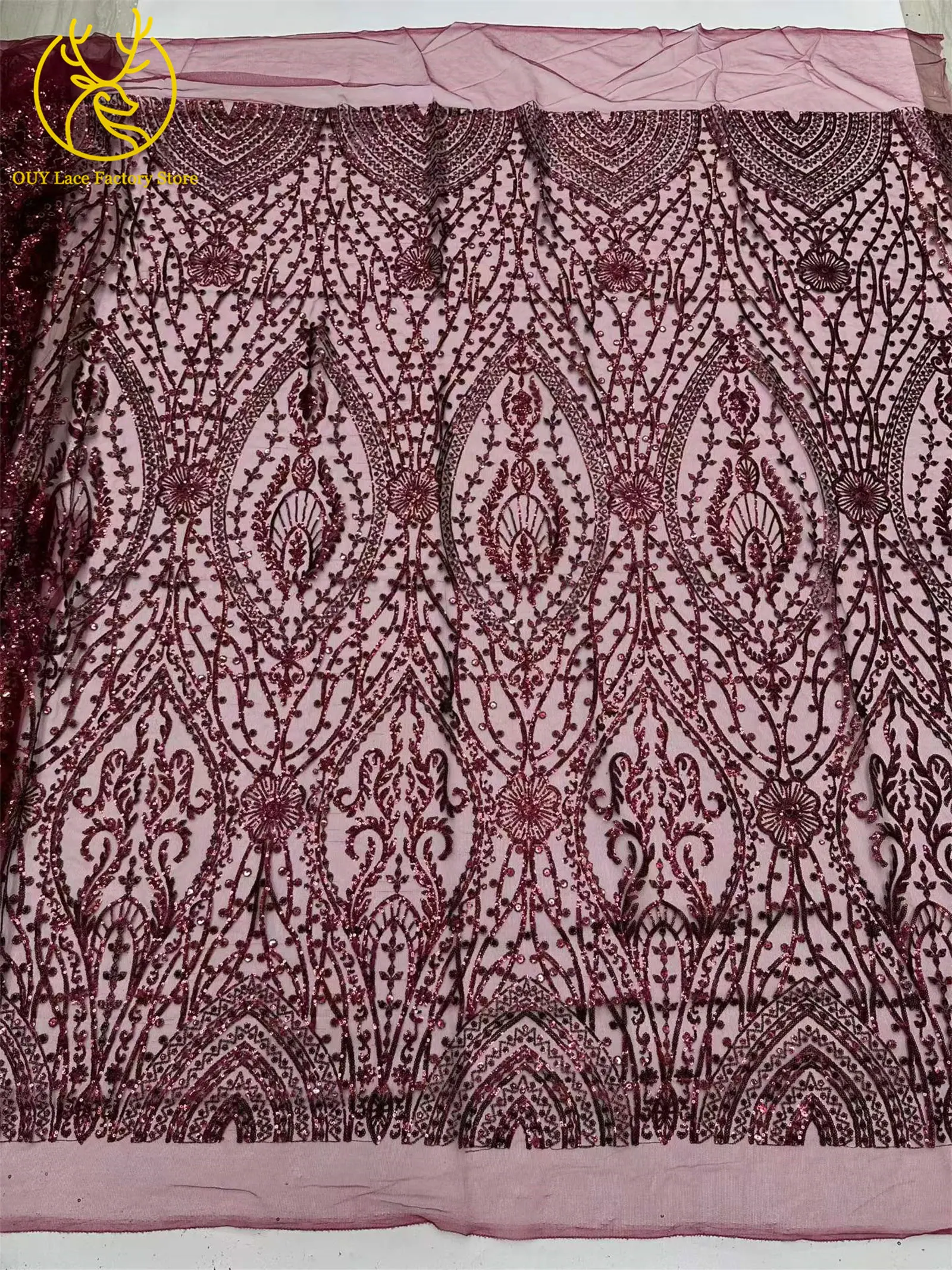 5 Yards Brauner Afrikanischer Spitzenstoff 2026 Nigerianische Pailletten Perlen Hochzeitsdekoration Tüll-Spitzenstoff Braut Partykleid Nähen – Detail 10
