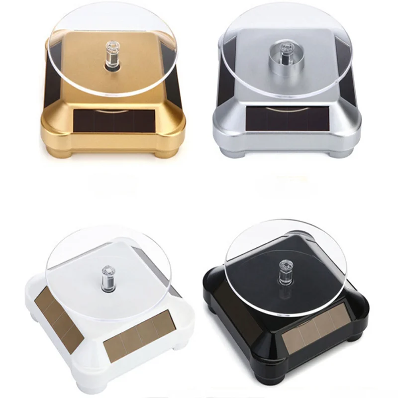 Solar Energy Jewelry Display Stand Mobile Turntable Counter Store Automatic Rotating Platform Jade Rotating Turntable