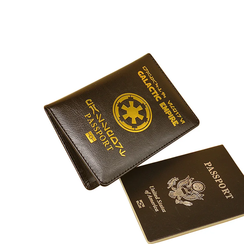 

New Logo Galactic Empire Passport Cover Black Pu Leather Covers for Passports Travel Wallet Document Organizer Passport Holder