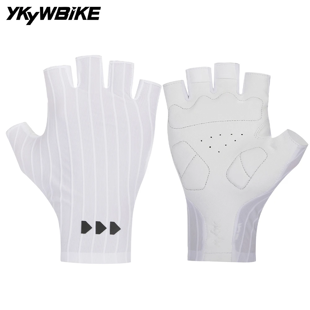 YKYWBIKE Fahrradhandschuhe Halbfinger Premium Schafsleder Aerodynamische Rennradhandschuhe Unisex Stoßdämpfende Fahrradhandschuhe