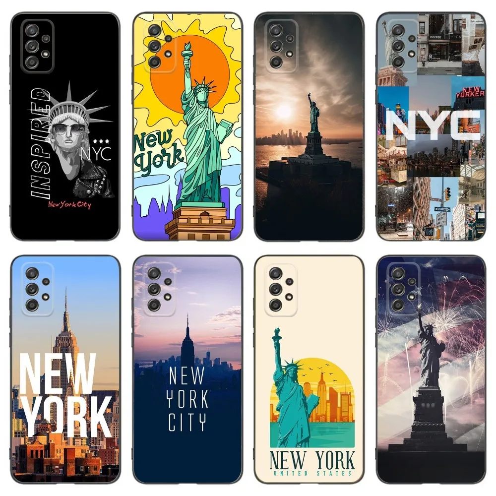 NEW YORK Statue Of Liberty Phone Case For Samsung Galaxy A13,A21s,A22,A31,A32,A52,A53,A71,A80,A91 Soft Black Phone Cover