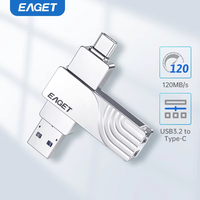 Eaget Type C Pen Drive USB 3.2 OTG 2 in 1 USB Flash Drive 32GB 64GB 128GB 256GB Customized Metal Memory Stick for Smartphone PC