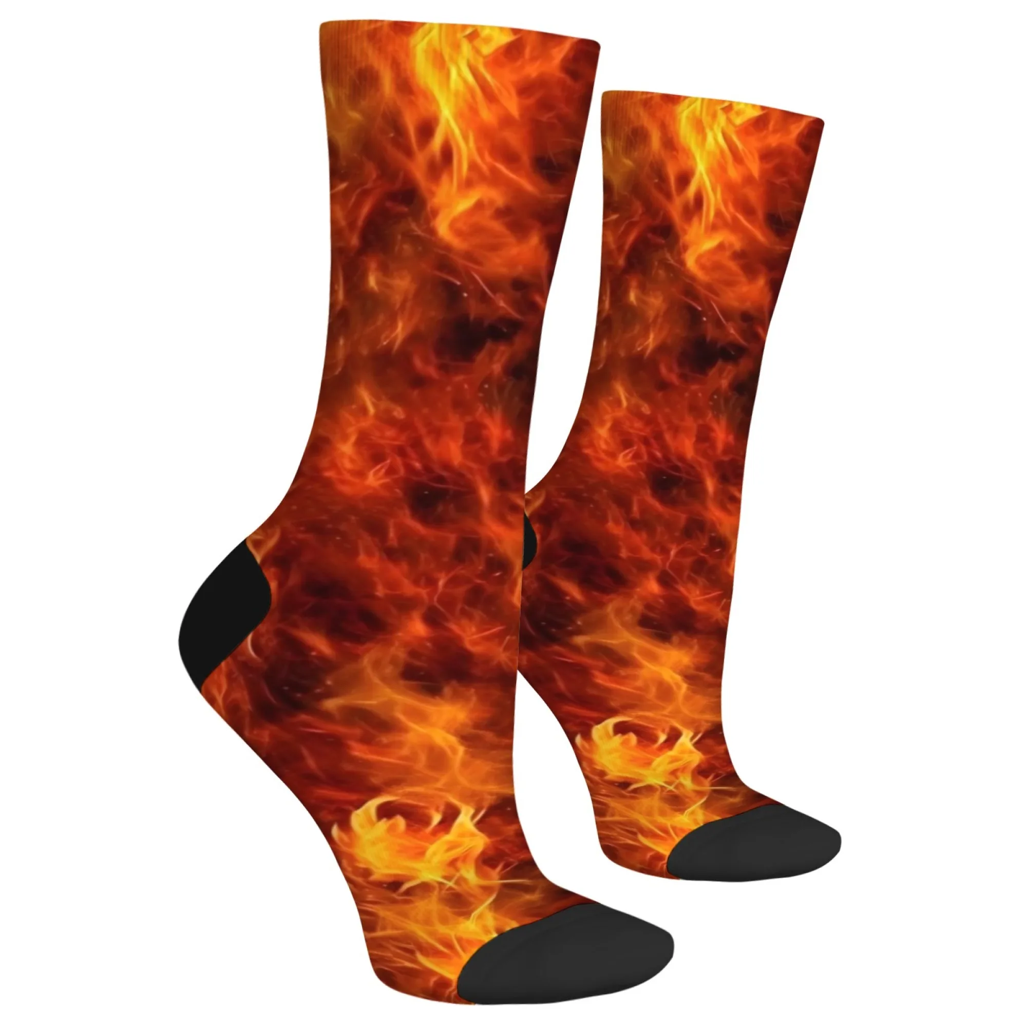 Flame print men's socks novel creative design Harajuku hip-hop style crazy street personality funny socks comfortable and warm