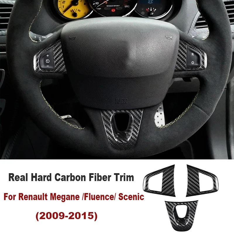 

Real Hard Carbon Fiber For Renault Fluence Megane 3 RS Scenic 2009 2010 2011 2012 2013 2014 2015 Steering Wheel Panel Sticker