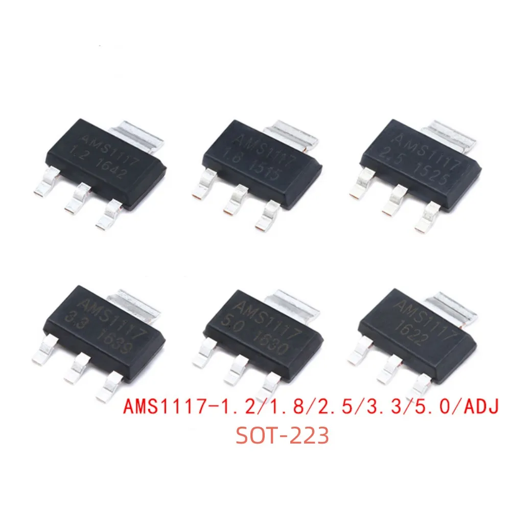 20PCS AMS1117-3.3V/1.2/1.5/1.8/2.5/5.0/ADJ Buck Regulator Chip SOT-223